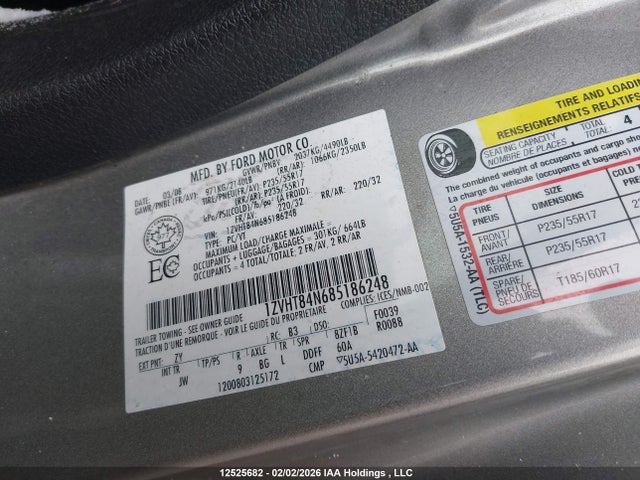 Продаж на аукціоні авто 2008 Ford Mustang Convertible, vin: 1ZVHT84N685186248, номер лоту: 12525682