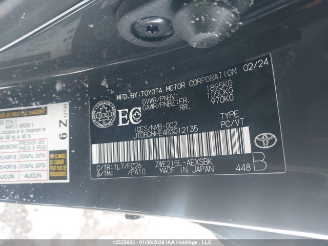 JTDBDMHE4R3012135 Toyota Corolla Hybrid Se