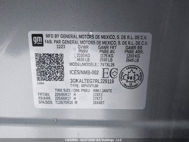 3GKALTEG7RL229119 GMC Terrain Sle