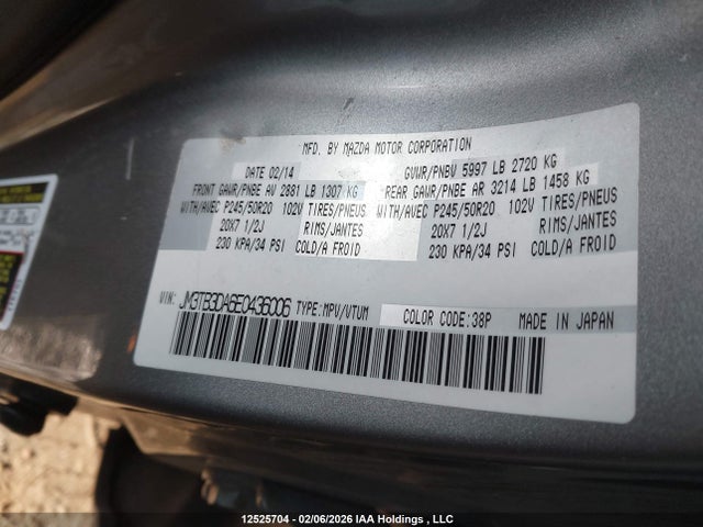 JM3TB3DA6E0436006 Mazda Cx-9 Grand Touring