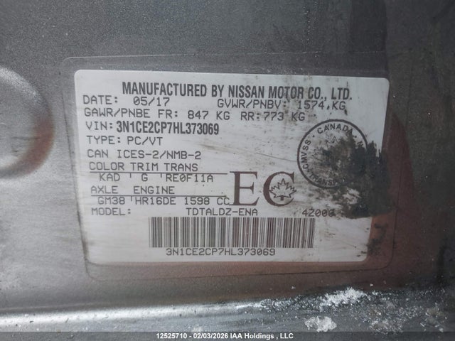 3N1CE2CP7HL373069 Nissan Versa