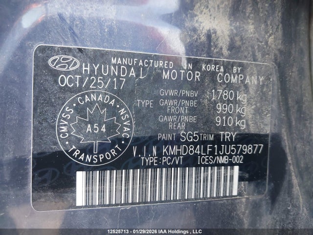 KMHD84LF1JU579877 Hyundai Elantra Gls