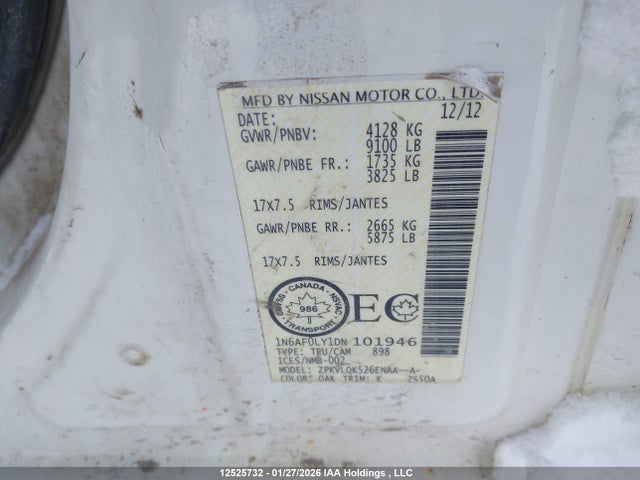 Aukcja sprzedaży 2013 Nissan Nv 2500/3500, vin: 1N6AF0LY1DN101946, numer aukcji: 12525732