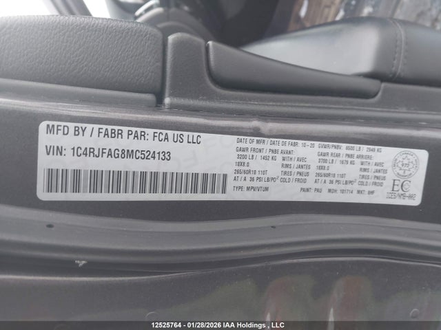 1C4RJFAG8MC524133 Jeep Grand Cherokee Laredo