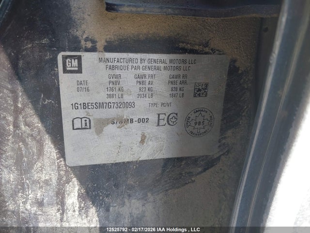 1G1BE5SM7G7320093 Chevrolet Cruze Lt Auto
