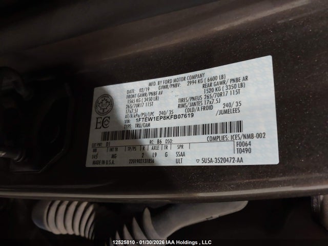 Ford F-150 Xlt 2019 1FTEW1EP8KFB07619 Image 9