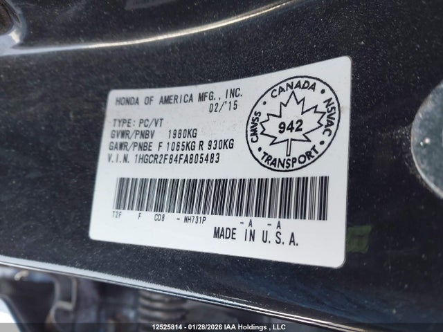 1HGCR2F84FA805483 Honda ACCORD EXL