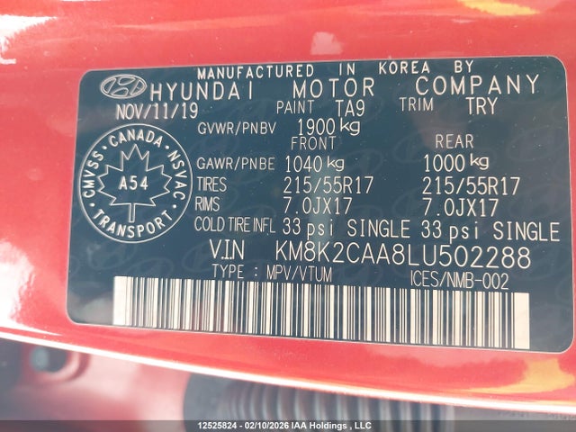 Aukcja sprzedaży 2020 Hyundai Kona Sel, vin: KM8K2CAA8LU502288, numer aukcji: 12525824