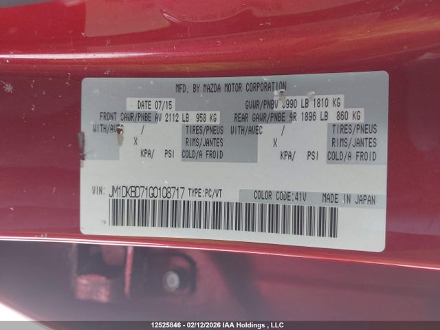 JM1DKBD71G0108717 Mazda Cx-3 Gt