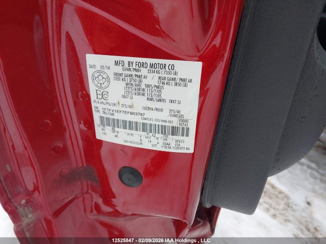 12525847 :رقم المزاد ، 1FTFX1EF7EFB03767 vin ، 2014 Ford F-150 Xlt مزاد بيع