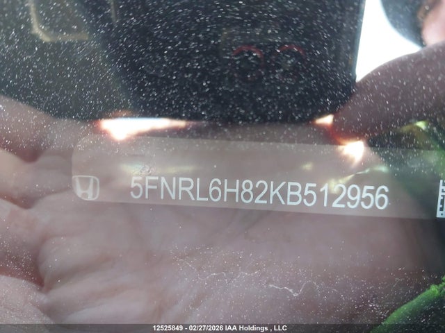 5FNRL6H82KB512956 Honda Odyssey Touring
