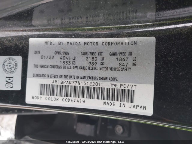 JM1BPAK77N1512201 Mazda Mazda3 Gx