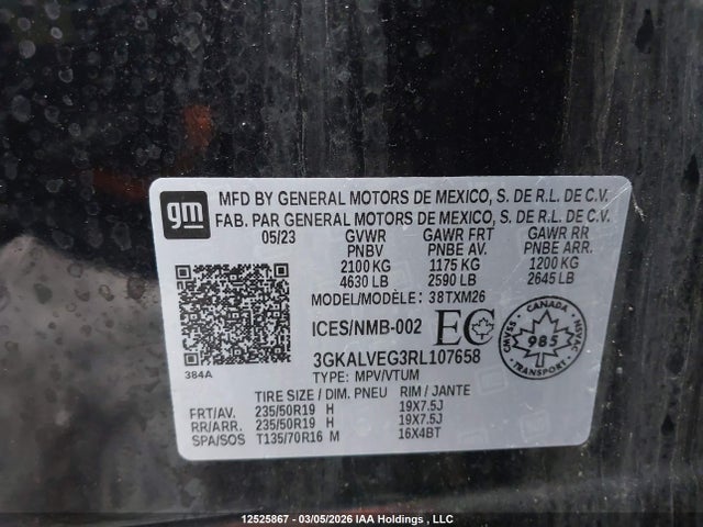 3GKALVEG3RL107658 GMC Terrain Slt