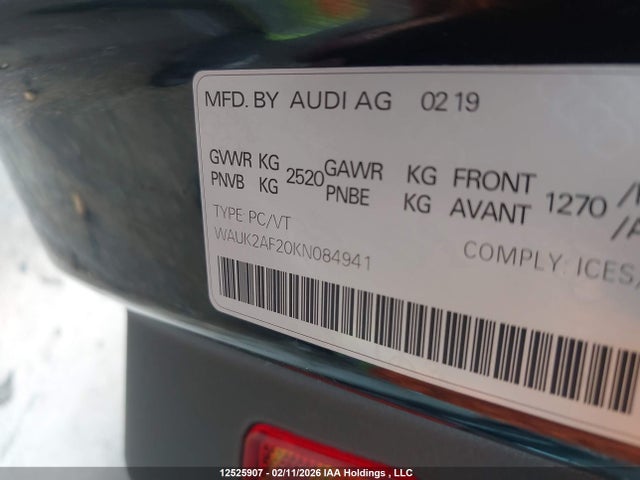 WAUK2AF20KN084941 Audi A6 PREMIUM