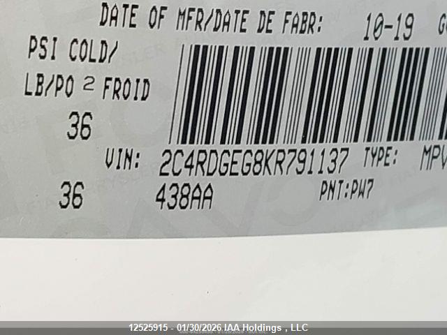 2C4RDGEG8KR791137 Dodge Grand Caravan Gt