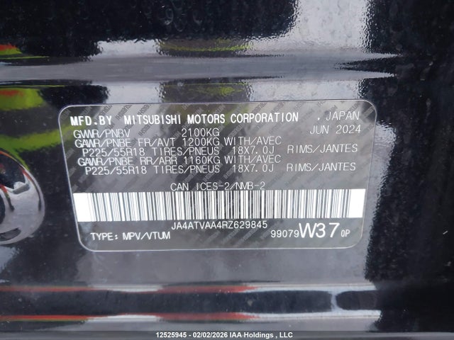 JA4ATVAA4RZ629845 Mitsubishi Eclipse Cross Gt/noir/se/sel
