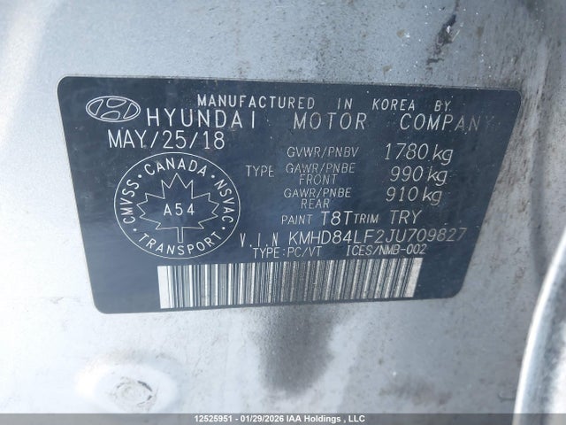KMHD84LF2JU709827 Hyundai ELANTRA GL