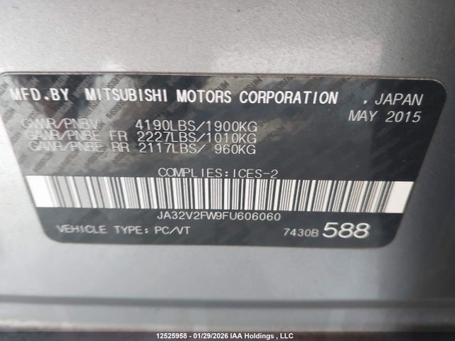 JA32V2FW9FU606060 Mitsubishi Lancer Se Awc