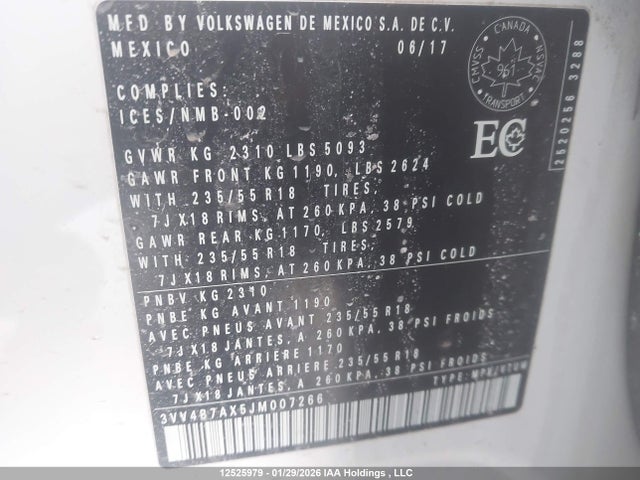 3VV4B7AX5JM007266 Volkswagen Tiguan Highline