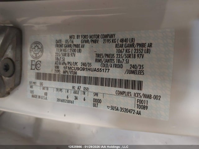 1FMCU9G91HUA55177 Ford ESCAPE SE