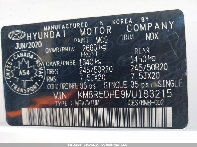 KM8R5DHE9MU183215 Hyundai Palisade Ultimate Calligraphy