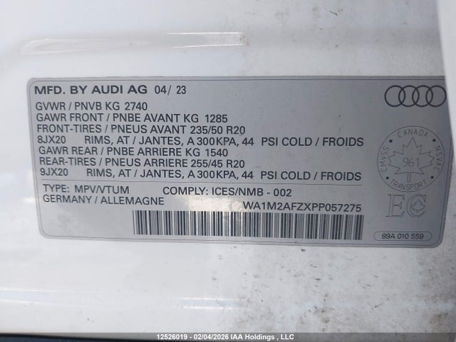 WA1M2AFZXPP057275 Audi Q4 E-tron 50