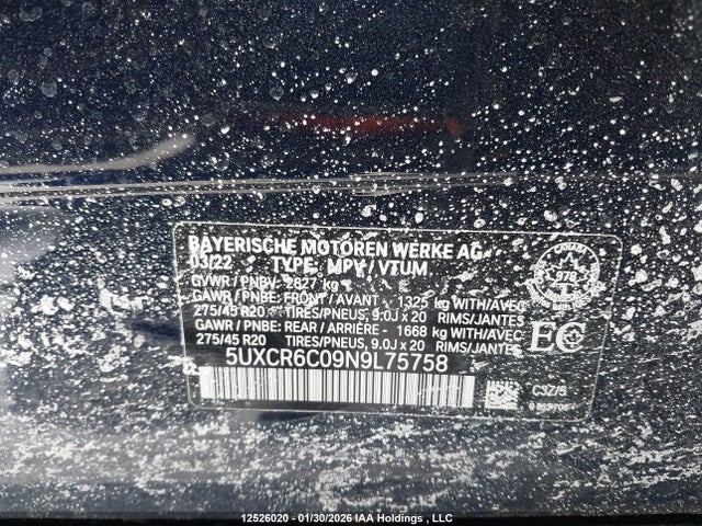 5UXCR6C09N9L75758 BMW X5 Xdrive40i