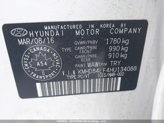 KMHD84LF4HU134088 Hyundai Elantra