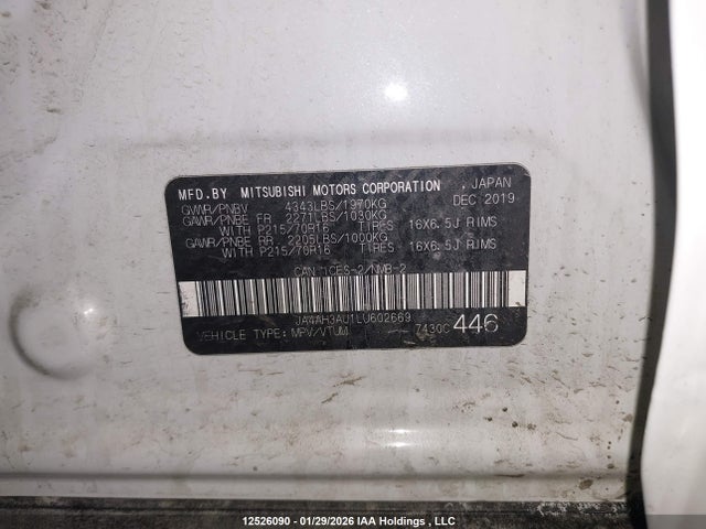 JA4AH3AU1LU602669 Mitsubishi Rvr Es/se