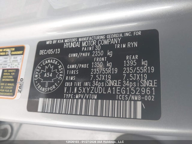 5XYZUDLA1EG152961 Hyundai Santa Fe Sport 2.0t Limited