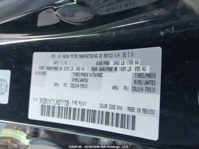 3MZBN1K71JM271705 Mazda Mazda3 Gx