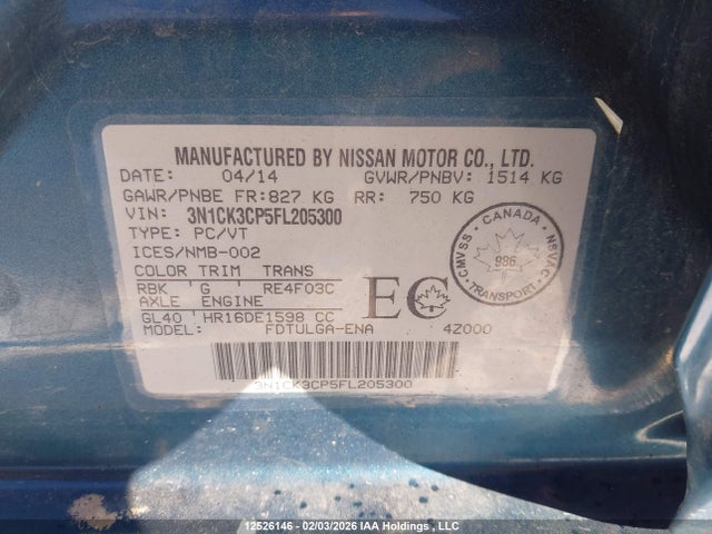 3N1CK3CP5FL205300 Nissan Micra