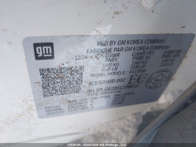 KL77LGE28SC199015 Chevrolet Trax 1rs Fwd