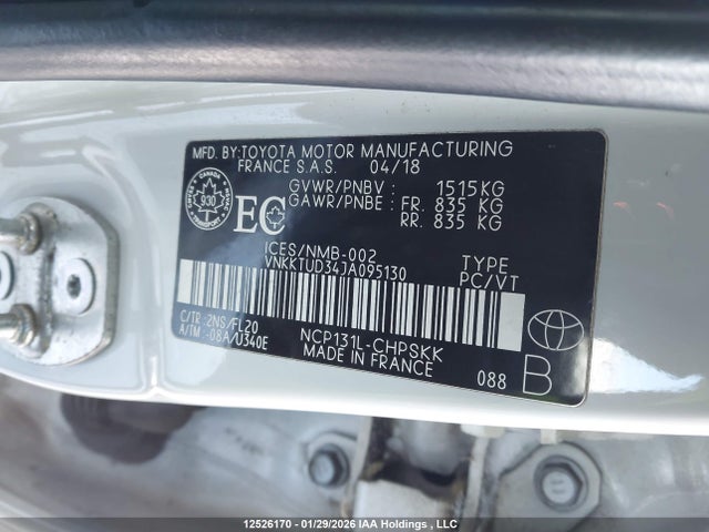 VNKKTUD34JA095130 Toyota Yaris L/le/se