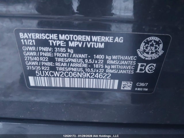 5UXCW2C06N9K24622 BMW X7 Xdrive40i