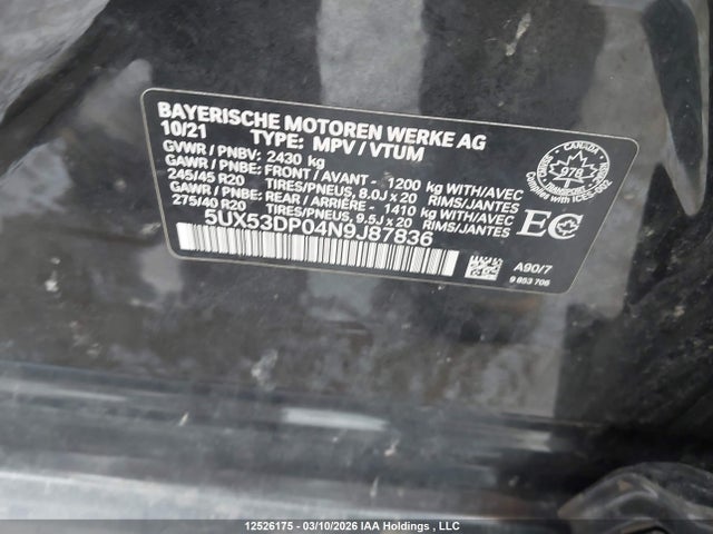 5UX53DP04N9J87836 BMW X3 Xdrive30i
