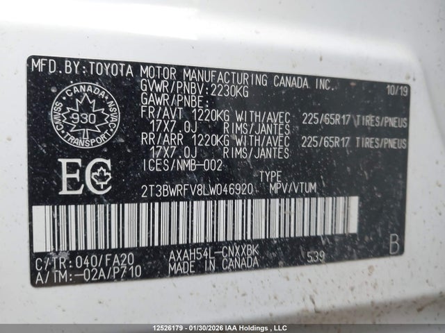 2T3BWRFV8LW046920 Toyota RAV4 HYBRID