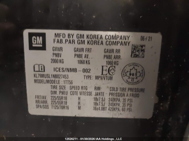 KL79MUSL1NB027453 Chevrolet Trailblazer Rs