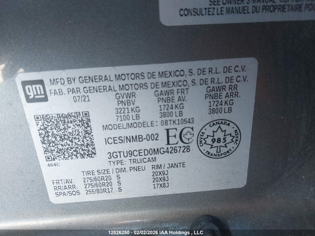 3GTU9CED0MG426728 GMC SIERRA 1500