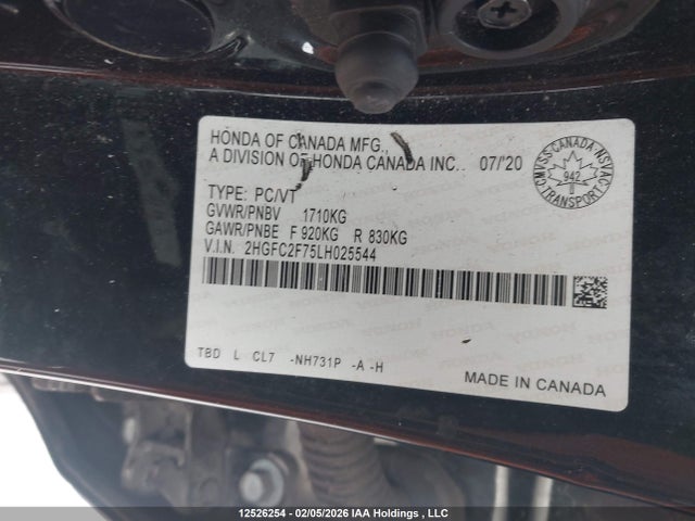 Honda Civic Ex 4dr 2020 2HGFC2F75LH025544 Image 9