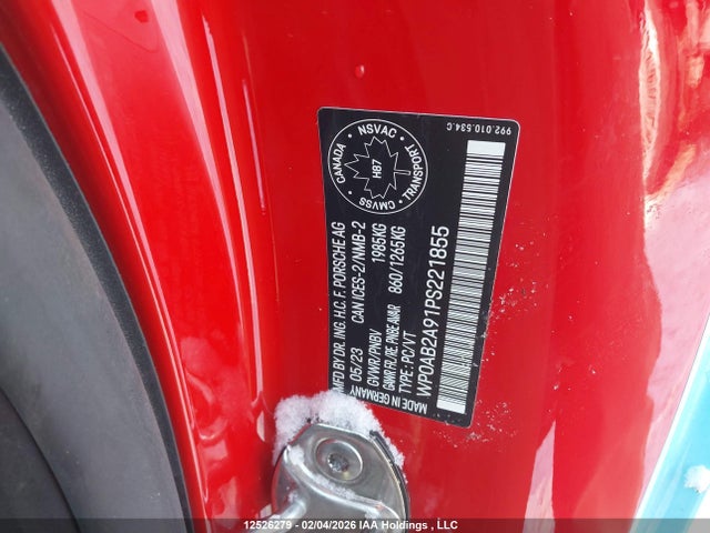 Продаж на аукціоні авто 2023 Porsche 911 Carrera S/carrera 4s/carrera Gts/carrera 4 Gts, vin: WP0AB2A91PS221855, номер лоту: 12526279
