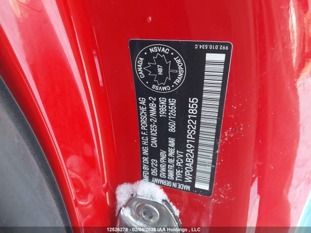 Продаж на аукціоні авто 2023 Porsche 911 Carrera S/carrera 4s/carrera Gts/carrera 4 Gts, vin: WP0AB2A91PS221855, номер лоту: 12526279