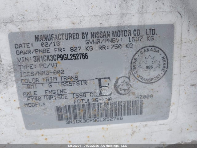 3N1CK3CP9GL252766 Nissan Micra