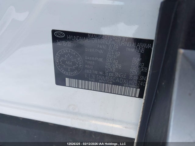 5NMS3CADXLH252409 Hyundai Santa Fe