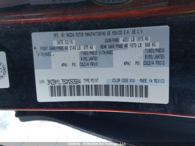 3MZBM1L76GM293984 Mazda Mazda3 Gs