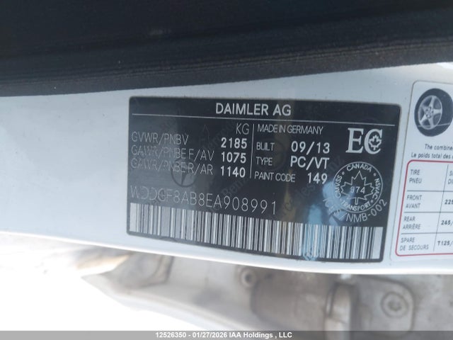 12526350 :رقم المزاد ، WDDGF8AB8EA908991 vin ، 2014 Mercedes-benz C 300 4matic مزاد بيع