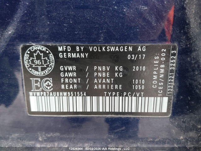 WVWPR7AU8HW951554 Volkswagen E-golf Sel Premium