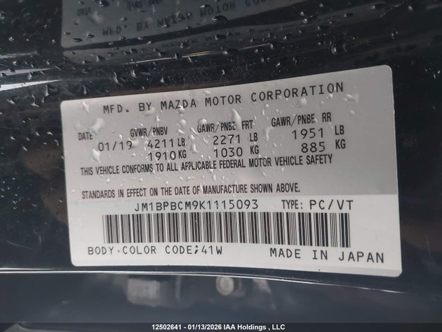 JM1BPBCM9K1115093 Mazda Mazda3 Gs