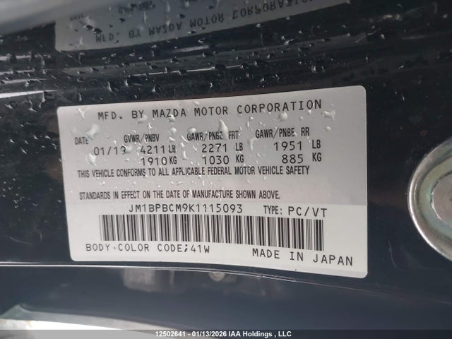 JM1BPBCM9K1115093 Mazda Mazda3 Gs