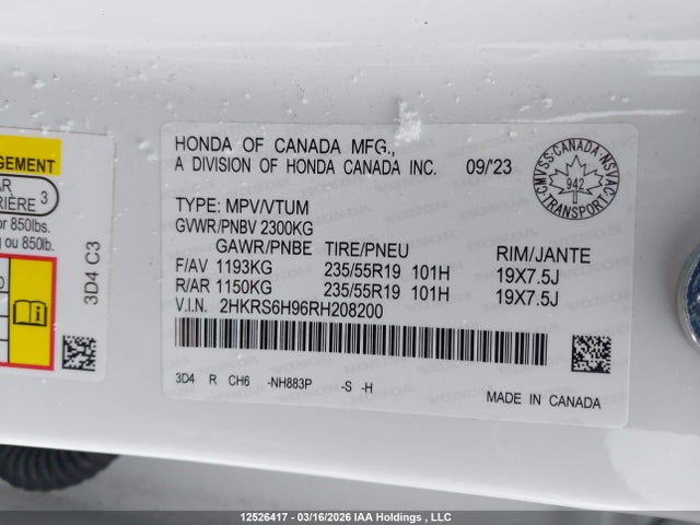 2HKRS6H96RH208200 Honda CR-V HYBRID